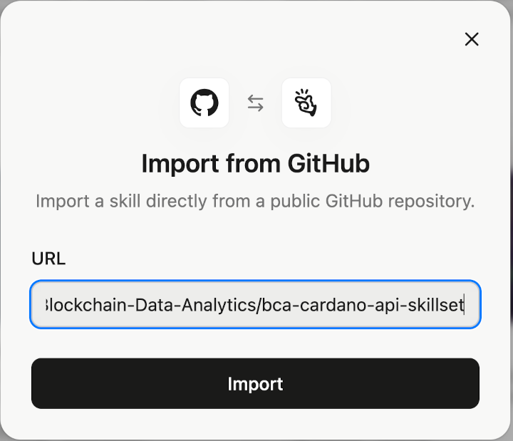 screenshot showing the form to input our Github repo address