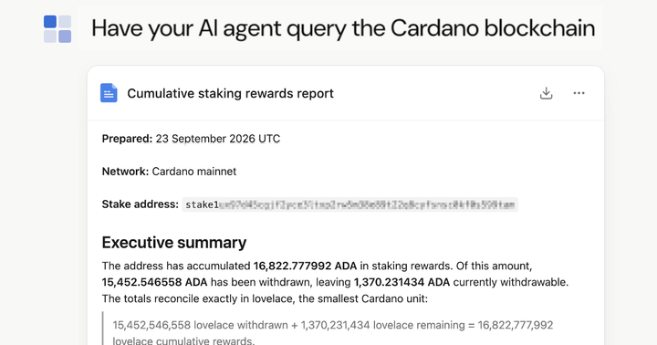Have your AI agent query the Cardano blockchain